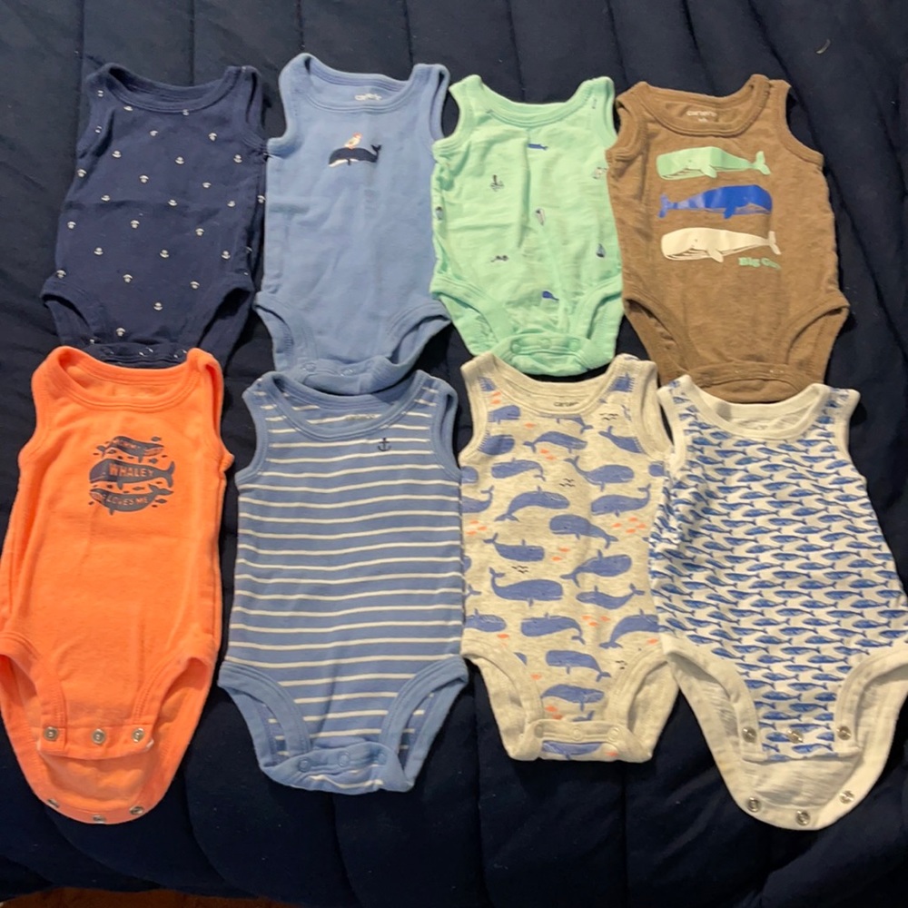 8 boys Carter’s newborn tank top onesies